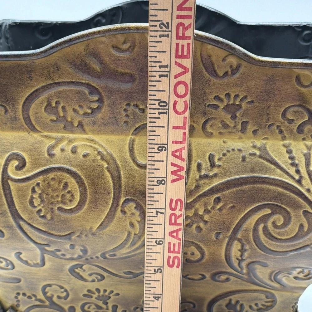 Vintage Ornate Tuscan Style Cachepot/Planter Mustard Gold Color French Style